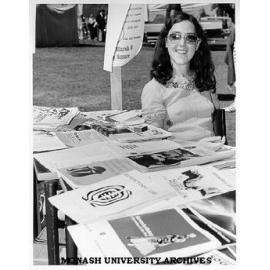 Ms Hania Bibrowska at Women's Liberation Movement table, Orientation Week 1975