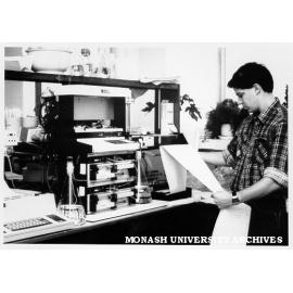 Biochemistry student Tony Hodder studying readout