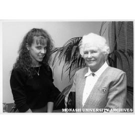 Lady Audrey McNeill (right) with Ms Evelyn Brandt, first recipient of Sir James McNeill Scholarship