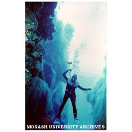 Student Phil Evans diving in Piccannini Ponds, South Australia