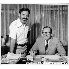 Dr Terry Hore, director of HEARU (left) and Professor Bruce West, Pro-Vice-Chancellor
