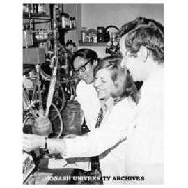 Dr David Black (right) and research assistants Mrs Corrie Bos and Dr Laurence Wang
