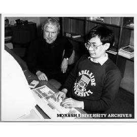 Dr Frank Burden (left) and Mr Tam Vu, developers of computer based lessons for Chemistry students