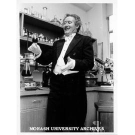 Research officer Adrian van den Bergen dressed for role in 'Prima Donna' at National Theatre