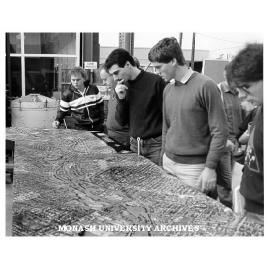 Model of south eastern freeway and Mulgrave freeway link. David Collinson, centre right