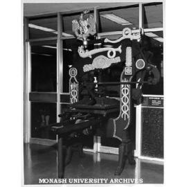Columbian printing press in foyer of Main Library