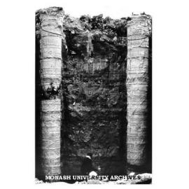 Excavation piles in mudstone pit