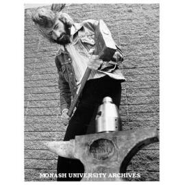 Rick Williams demonstrating how coins were minted in classical Greece