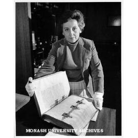 Dr Alba Romano with 15th century Florentine codex