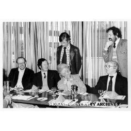 Dr Ann Bohm of London School of Economics with former students including Professor Rufus Davis (right), Dr Peter Riach (left) and Dr Barry Goss