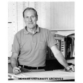 Roy Evans, designer of university's cheque embossing machine