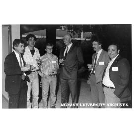 Professor Peter Darvall (left) and Engineering faculty at function for industry scholarships and sponsors
