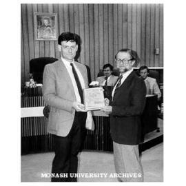Dr Tim Ealey (right) presenting report to Mayor of Frankston, Councillor Albert Knowles