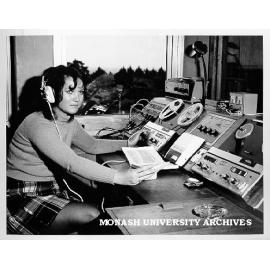 Visiting student Elizabeth Schaller, working in Language Services