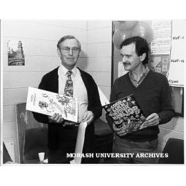 Professor Goran Hammarstrom (left) and Associate Professor Barry Blake, at farewell party