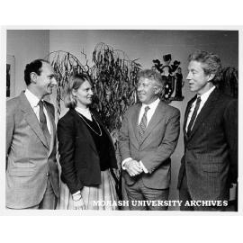 Damien Lockie, Marilyn Pittard, Judge Alwynne Rowlands, and Dr Chris Jessup at Law Institute of Victoria Monash Law Alumni address