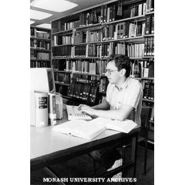 Lecturer Mr Tim Pinos in Law Library