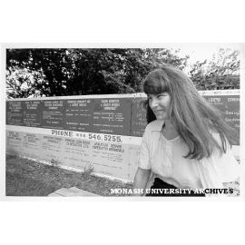 Tutor Mrs Greta Bird in front of Monash/Springvale Legal Service