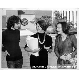 Arts students Marianne Wood (right), Ian Pritchard and Joan Martin
