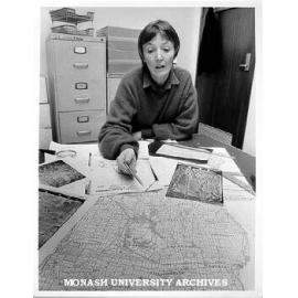 Sheryl Yelland using maps and aerial photographs for applied history project