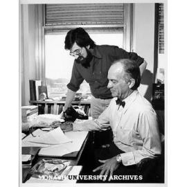 Visiting historian from Duke University, Professor Robert Durden (seated) with lecturer Tony Wood