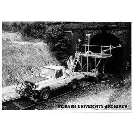 Preparing to scan Geelong Railway Tunnel using ground penetrating radar, collaborative project involving Monash, Gippsland Institute and the CSIRO