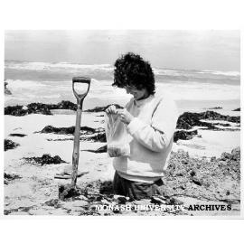 Lesley Head working on palaeoenvironmental study at Discovery Bay