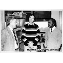 Professor Bruce Holloway (left) and Dr Viji Krishnapillai (right) of Genetics, with Dr Brian Roberts of Zoology