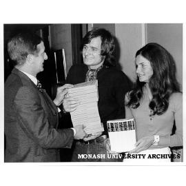 Joint Goethe Prize winners Sigrid Halasz and Frank Unger receiving awards from Acting Consul General for Germany, Dr Georg F. Sperl