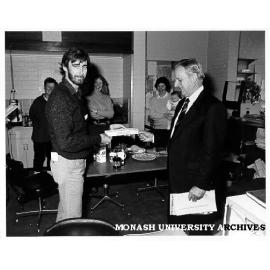 Attorney-General Mr Lionel Bowen (right) with Springvale Legal Service Coordinator Mr Simon Smith