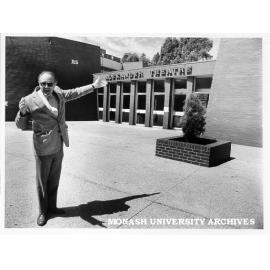 Manager Mr Phil A'Vard, outside Alexander Theatre