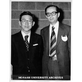 Professor Jiri Neustupny and Consul General for Japan Mr W. Miyakawa, at opening of Japanese teaching seminar