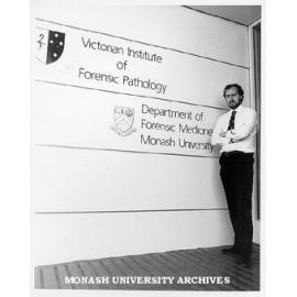 Dr Stephen Cordner outside Victorian Institute of Forensic Pathology