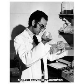 Medical researcher Dr Hatem Salem using aggregometer