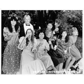 Medical students having Easter party in university gardens