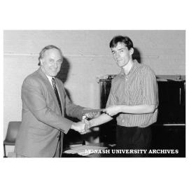 Mr John Mallding presenting BTR Nylex Prize to Richard Walters