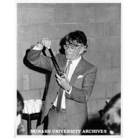 Associate Professor Reg McPherson with Metglass