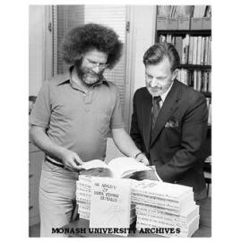 Drs Leo West (left) and Terry Hore with study of drink driving research