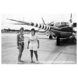 Students Connie Ludecke and Julie Noonan in Darwin with F27 used in monsoon experiments
