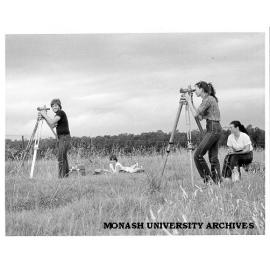 Darren McCubbin and Kathy McInnes tracking balloons with theodolites during 'Buster'. Fiona Larkins and Julie Noonan taking recordings
