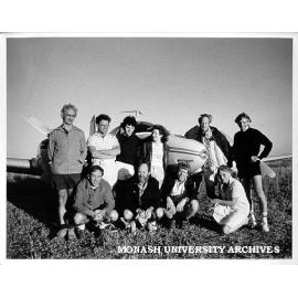 Meteorological expedition to Burketown, from left: (standing) Reg Clarke, Richard Hagger, Jonathan Goodfield, Karen McAndrew, Roger Merridew, Roger Smith, front: Terry Long, Derek Reid, Peter Watterson and Elsje Clarke