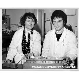 Research assistant Jennifer Staff with honours student Stephen Newton