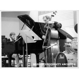 Jazz Club members Simon Pilbrow (left) and bassist Geoff Kluke perform in lunchtime concert