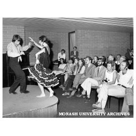 Intensive English course for migrants. Course participant Mrs Rosa Allonzo performing with her husband in end of course concert