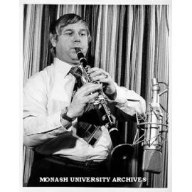 Peter Clinch playing clarinet during recording session