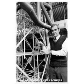 Associate Professor Jon Hinwood with model of Woodside Petroleum's North Rankin A rig