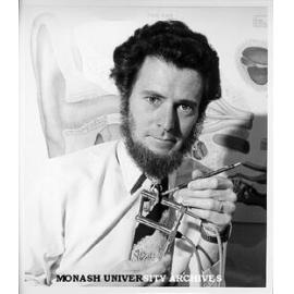 Dr Robin Alfredson with device for calculating acoustic intensity