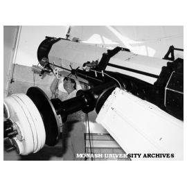 Dr Keith Thompson operating telescope at observatory near Emerald