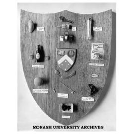 Shield presented to Professor Bob Street on his departure from Monash University