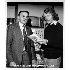 Professor W. A. Rachinger (left) with Rutherford Scholar, Stephen Burke